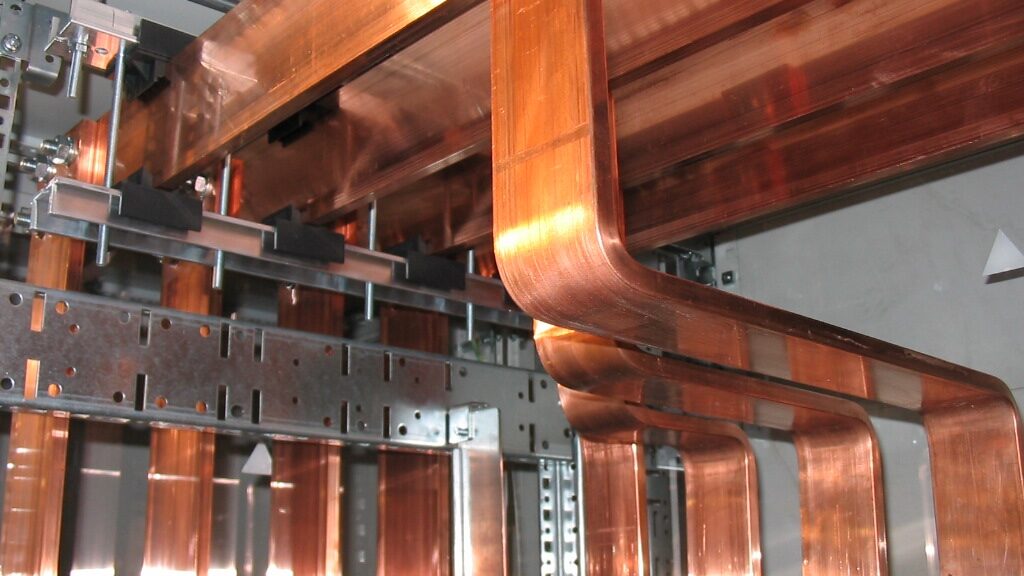 Solid Copper Busbars in an Electrical Room