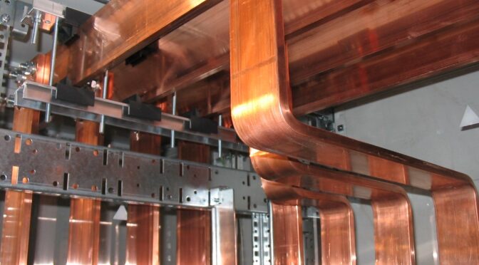 Solid Copper Busbars in an Electrical Room